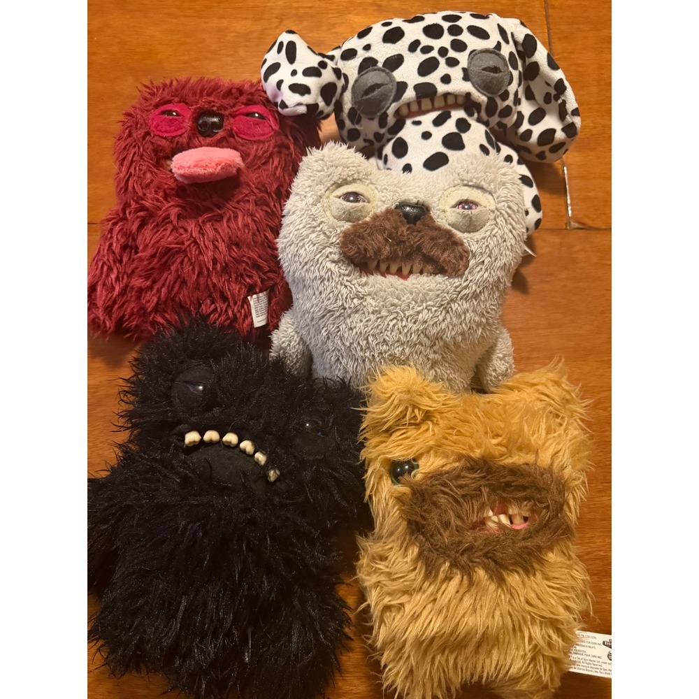 Fuggler Funny Ugly Monster Plush Lot of 5 Teeth Shaggy Spotted Mustachioed Zuru